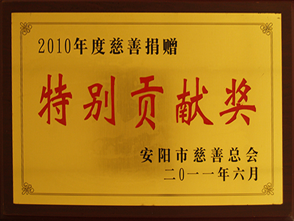 2010年度慈善捐赠特殊孝顺奖